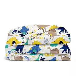 Дитяча постільна білизна в ліжечко DINOSAURS CS3, синій (DinoFriendBlueYellow_81Denim_140) - мініатюра 4