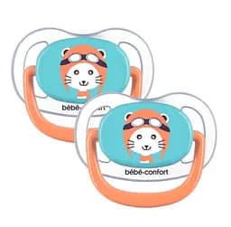 Пустушка силіконова Bebe Confort Physio Air Dummy Traveller, анатомічна, 0-6 міс., 2 шт., синя з помаранчевим (3104201770) - мініатюра 2