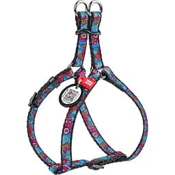 Шлея для собак Waudog Nylon Літо, анатомічна, з QR паспортом, 28-40х1 см, різнокольорова (5256)