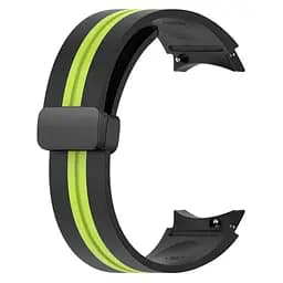 Браслет Cls-line-black для Samsung Galaxy Watch 4 - чорно-зелений ширина кріплення 20мм силікон Watchbands (W35-7WB21134651) - мініатюра 3
