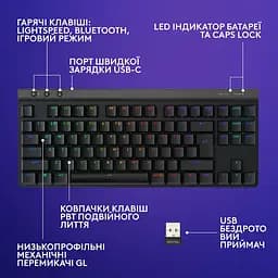 Клавіатура G515 LIGHTSPEED TKL Wireless Gaming Black (920-012538) Logitech teh0022912 - мініатюра 8