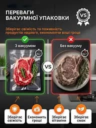 Професійний Вакууматор для продуктів, Zepline 4.0, 200 Вт Кухонний вакуумний пакувальник, Вакууматор для їжі, Вакуматор, Спаювач, рулон + пакети для вакуумування харчові - мініатюра 8