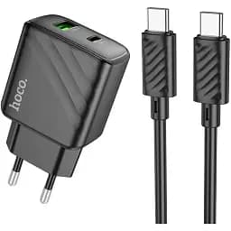 Сетевое зарядное устройство Hoco CS23A Sunlight dual-port PD30W+QC3.0+cable (Type-C to Type-C) черный