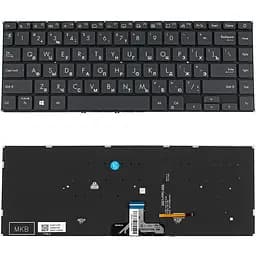 Клавіатура для ноутбука ASUS (X435 series) rus, black, без фрейму, підсвітка клавіш