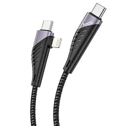 Кабель Hoco U95 Combo 2in1 Type-C to Type-C/Lightning Freeway PD charging data cable 60W черный