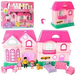 Будиночок, фігурки 4 шт., меблі, музика, світло, на батарейках, 53x38x7.5 см