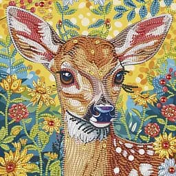 Алмазна мозаїка "Оленя в квітах" Brushme BH034 неповна викладка 25х25 см
