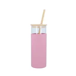 Скляна пляшка OldBro Tumbler з бамбуковою трубочкою Pink 550 мл - мініатюра 2