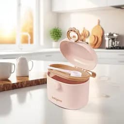 Портативний контейнер для сухої суміші BabyOno з герметичною кришкою та ложечкою 240 мл бежевий (1544/02) - мініатюра 4