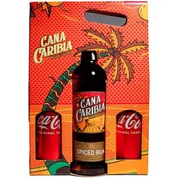 Уценка. Набор Ром Cana Caribia Spiced Gold Rum 35% 0.7 л + Напиток Coca-Cola 330 мл ж/б 2 шт.