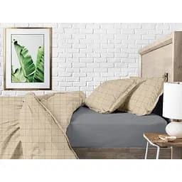 Комплект постільної білизни Cosas Beige geometry CS1 Полуторний бежевий (CellAshbeige_Graphite_160) - мініатюра 3