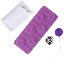 Силіконова форма для льодяників та цукерок на паличці "Спіраль", Kitchen Master Бузковий 87623