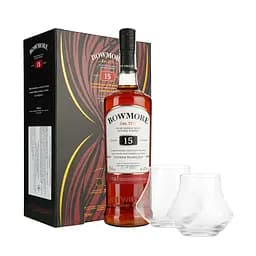 Віскі Bowmore Darkest 15 Years Old 43% 0.7 л з двома келихами в подарунковій упаковці