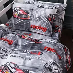 Пододеяльник MirSon бязь Kids Time Motospin 110x140 см серо-красный (2200011705880)