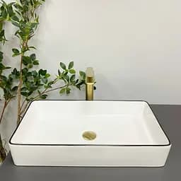 Умивальник VBI Triest white black Edge накладний VBI-012710, Білий - мініатюра 4