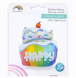 Фольгована кулька Mcolour Balloon торт “Happy” 87,6 см наповнення повітрям або гелієм для тематичних вечірок Різнокольоровий - мініатюра 2