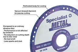 Диск алмазний Specialist+ Metal по металу 125x1.4x22 мм (11/2-VD125R) - мініатюра 5