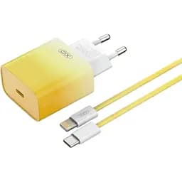 Комплект зарядного пристрою XO CE18 1Type-C PD/QC 30W Type-C to Lightning Yellow