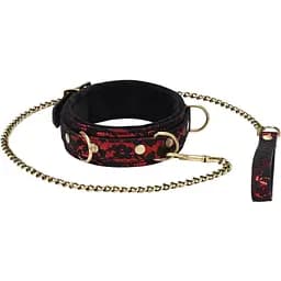 Ошейник с поводком Liebe Seele Victorian Garden Lace and Vegan Collar With Leash черный с красным