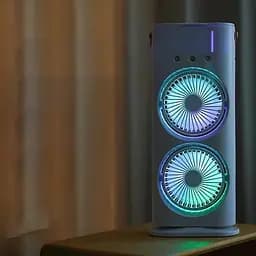 Настільний вентилятор F12 Spray Dual-Fan 2in1 з водяним охолодженням 1800mAh White - мініатюра 3
