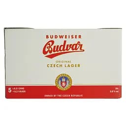 Набір: пиво Budweiser Budvar Original (5 шт. х 0.5 л = 2.5 л) + кухоль 0.3 л - мініатюра 6