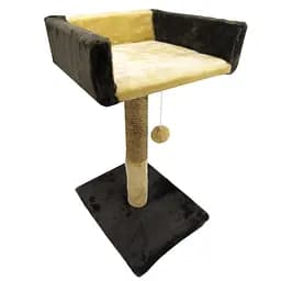 Когтеточка Пухнастики с диванчиком шоколадная с бежевым (Т-2)