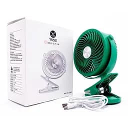 Портативный мини вентилятор YASE YS-2260 настольный прищепка работа от USB Зеленый