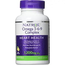Комплекс жирных кислот Natrol Omega 3-6-9 со вкусом лимона 1200 мг 60 капсул