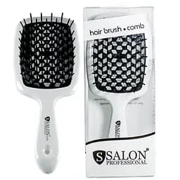 Щітка для волосся Salon Professional продувна 20 см SP0099 SL, Біла з чорним