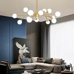 Люстра стельова в корпусі з латуні на 15 матових плафонів Line F AOC 19 15 AB G9