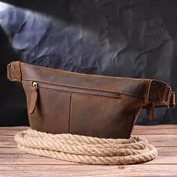 Вінтажна поясна сумка з натуральної шкіри 21294 Vintage коричнева - мініатюра 7