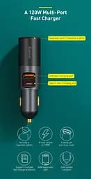Розгалужувач сплітер авто адаптер наскрізний Baseus 120W Car Splitter U+C CCBT-C0G - мініатюра 5