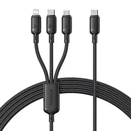 Кабель Baseus Silky One-for-Three Fast Charging Type-C to Micro USB+Lightning+Type-C 100W 1.5m black (P10377706123-00)