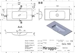 Умивальник Miraggio Della 1000 mirastone gray 0002480, Сірий - мініатюра 2