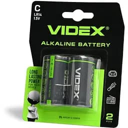 Батарейка C (LR14), щелочная, Videx, 2 шт., 1.5V, Blister