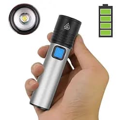 Ліхтарик Flashlight BL K31, акумуляторний ручний, світлодіодний з фокусуванням та USB зарядкою - мініатюра 3