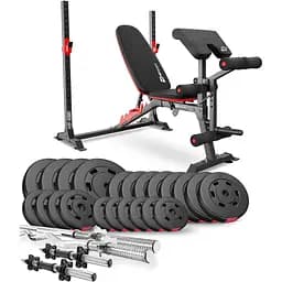 Набор Hop-Sport Premium 135кг со скамьей HS-1095, штангами и гантелями