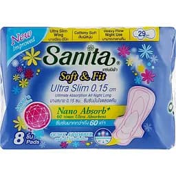 Гигиенические прокладки Sanita Soft & Fit Ultra Slim Wing 29 см 8 шт.
