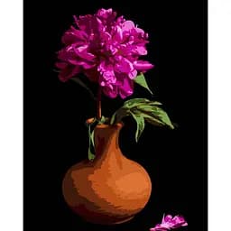 Набір для розпису по номерах Strateg Півонія в вазі на чорному фоні 40 х 50 см (AH1188-17)