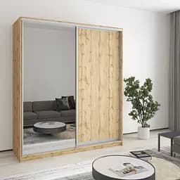 Шкаф-купе двухдверный MebelStar Уни AL ДСП/Зеркало 180x60x210 см Дуб тахо (MBS-3505)