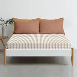 Простирадло Cosas на резинці 90х200 beige check, мигдаль (BeigeCheck_90x200x20) - мініатюра 2