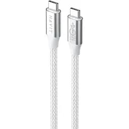 Кабель Havit HV-CB6290 PD100W 5A USB-C to USB-C 1 м білий (HV-CB6290) - мініатюра 3