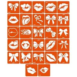 Набір трафаретів для біо-тату G+L - бантики та губи Fresh Tattoo g-L_simple_5x5_27_1