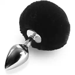 Металевий анальна пробка Art of Sex - Metal Butt Plug Rabbit Tail М, Чорний