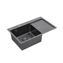 Кухонна мийка Kroner KRP Schwarze - 7849LHM PVD (3,0/1,0 мм) (CV025278) - мініатюра 3