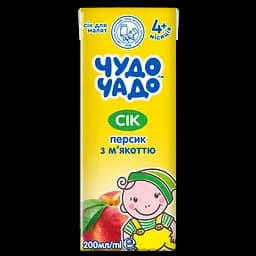 Сок Чудо-Чадо Персик с мякотью, сахаром и витамином С, 200 мл