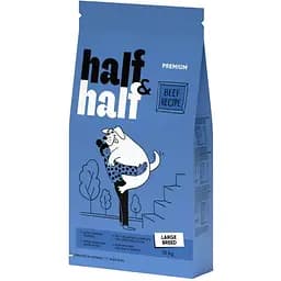 Сухой корм Half & Half для взрослых собак больших пород с говядиной 12 кг