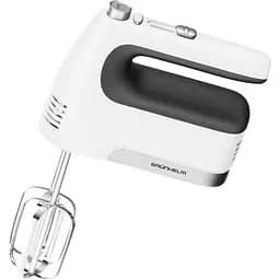 Ручний міксер Grunhelm GRM676 для дому 5 швидкостей 2 насадки Білий 400 Вт