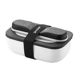 Ланч-бокс Guzzini, зі столовими приладами, 900 мл, чорний з білим (17110211)