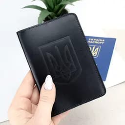 Подарунковий чоловічий набір №77: портмоне + ремінь + обкладинка на паспорт (чорний глянсовий) - мініатюра 8